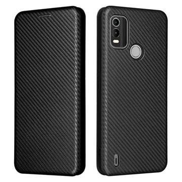 Nokia C21 Plus Flip-deksel Karbonfiber Svart