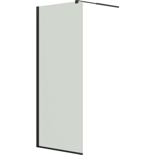 Dansani Match dusjvegg, modell D+teleskopstang, 97 cm, klart glass, svart profil