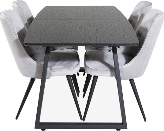 Venture Home Spisegruppe Inca med 4 stk spisestoler Velvet Deluxe Svart Venture Home Spisegruppe Inca med 4 stk spisestoler Velvet Deluxe Svart