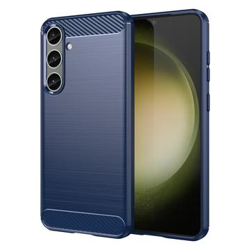 Samsung Galaxy S24+ Børstet TPU Deksel Karbonfiber Blå
