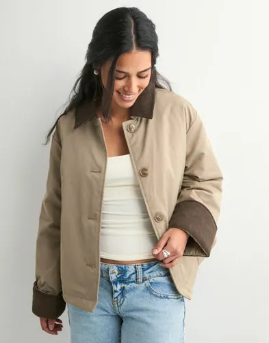 Pieces Beige Pcjorma Short Padded Jacket Bc