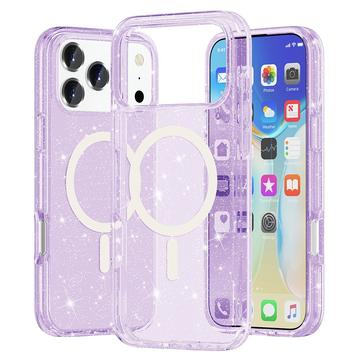 iPhone 17 Pro Max Stylish Glitter Series Hybrid deksel MagSafe kompatibel Lilla