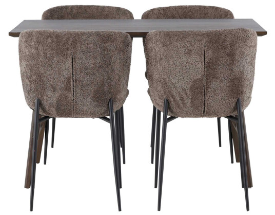 Venture Design Kaseindon & Modesto spisegruppe Mørkegrå/mørkebrun 4 stoler & bord 120 x 80 cm