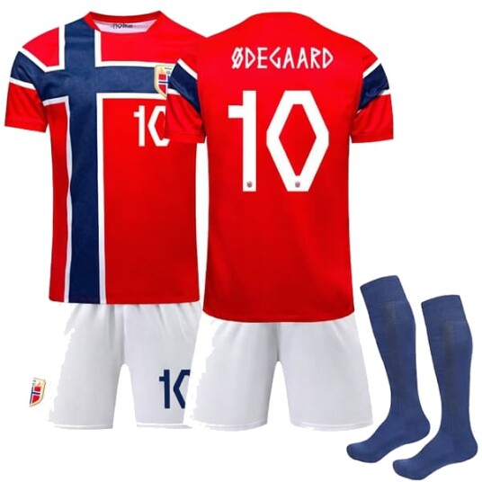 Aero-FIT Norge Herrelandslag Hjemmedrakt for Barn+Shorts+Sokker (Nr. 10 Ødegaard Trykt) 26
