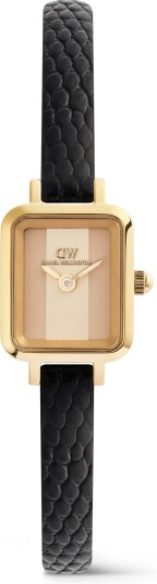 Gold 15mm Watch Quadro Mini Black Lizard Conwy | DW