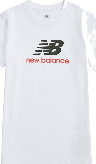 New Balance T skjorte Stablet Logo Bright White New Balance 14 15 år 164 170 T skjorte Hvit