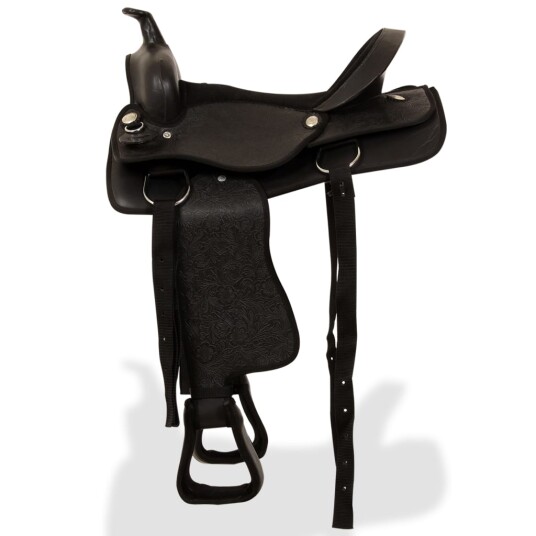 Westernsal, hodelag & brystsele ekte lær 16" svart Westernsal, hodelag & brystsele ekte lær 16" svart
