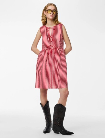 Pieces Pcjolly Sl Tie Short Dress Wvn Noos Bc Multi/patterned XS