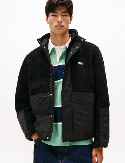 Tommy Jeans Tjm Essentl Mix Teddy Jacket Ext - Black - S
