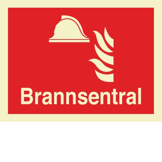 Brannskilt Brannsentral 20X15cm PVC