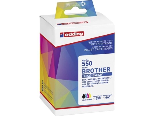 Edding Blæk Erstatter Brother Lc-223Bkcmy Kompatibel Kombi-Pakke Sort Cyan Magenta Gul Edd-550 18-550-01