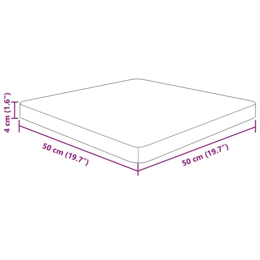 Firkantet bordplate mørkebrun 50x50x4 cm behandlet heltre eik 343075 Firkantet bordplate mørkebrun 50x50x4 cm behandlet heltre eik 343075