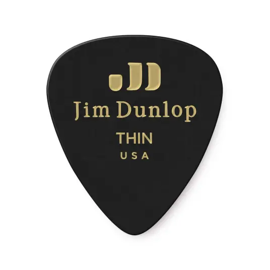 Dunlop Genuine Celluloid Thin Black Picks Pack of 12