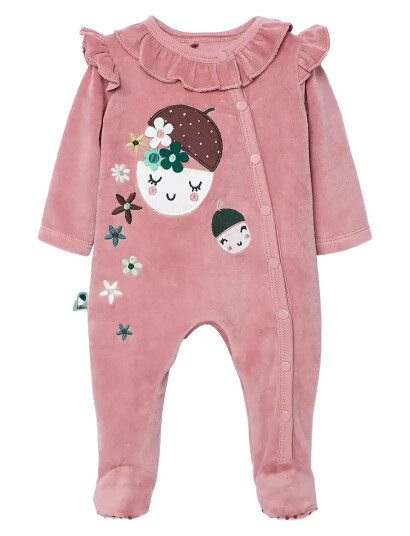 Boboli Velour Play Suit -Bci Pink 92