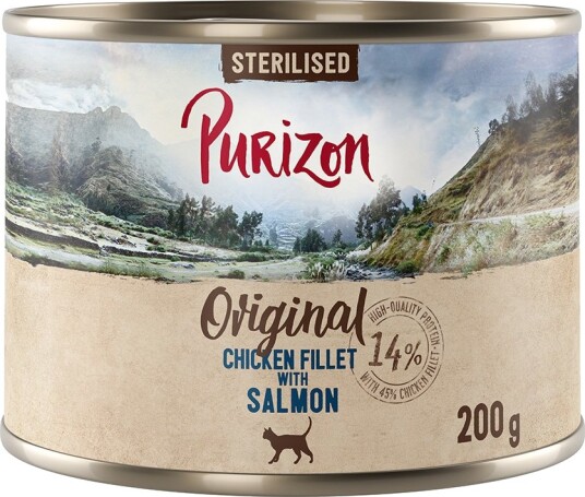 Purizon Våtfôr Original Kornfri Sterilised Med Laks Kyllingfilet 12 X 200 G