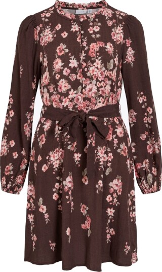Vila Elma Bai O-Neck Long Sleeve Short Dress Brun 42