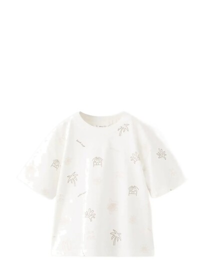 Mango T Shirt With Print Details   White   2 3