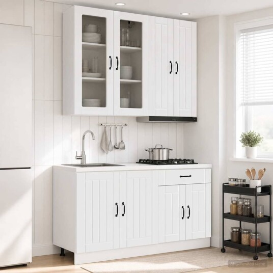 vidaXL Kjøkken enhet LUCCA 4 pcs Høgglans hvit Konstruert tre vidaXL Kjøkken enhet LUCCA 4 pcs Høgglans hvit Konstruert tre