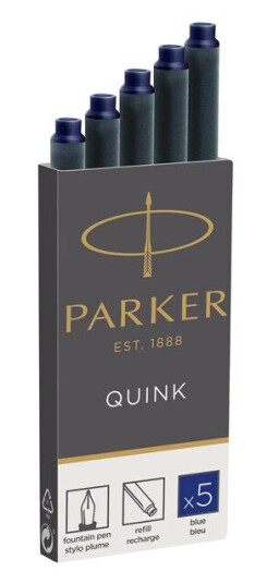 Parker Fountain Pen Ink Refill Cartridges  Long  Blå QUINK Ink  5 Count