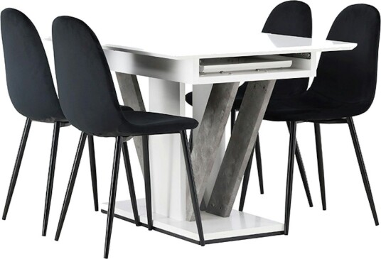 Venture Home Spisegruppe Venture Home Disa med 4 Polar Fløyel Stoler GR23594
