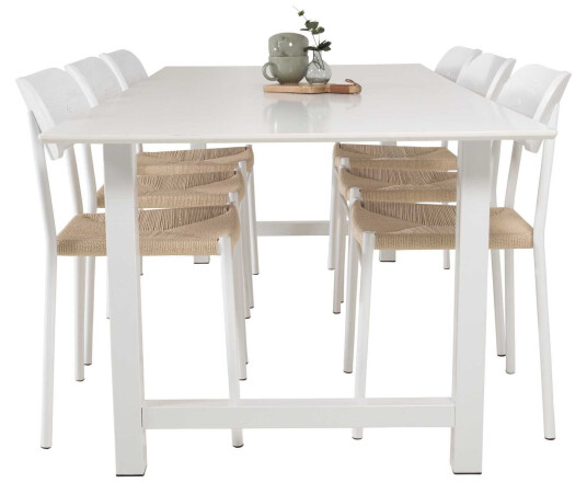 Venture Design Count & Polly spisegruppe Hvit/hvit 6 st stoler & bord 220 x 100 cm