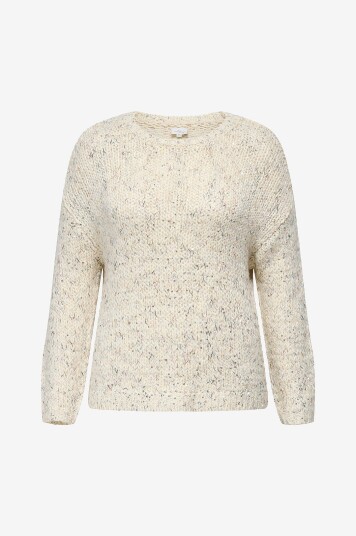 Only Carmakoma Pullover carWinter LS Sequins O neck Knt Hvit