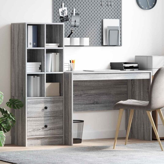 Skrivebord med lagring 2 pcs Grå sonoma 100 x 50 x 76 cm