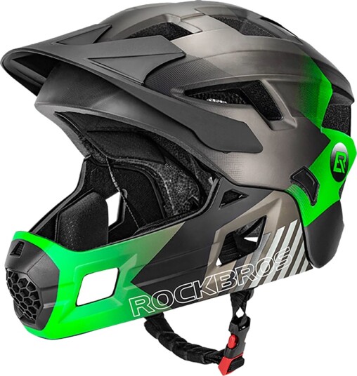 Rockbros TS-61 10110061004 Children"s Bike Helmet with Detachable Chin Size M (54-57) - Green