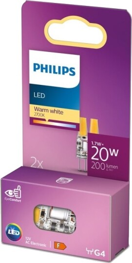 Philips LED G4 1,7W 20W 12V Micro 200lm Dimbar Varmvit 2-pack Philips LED G4 1,7W 20W 12V Micro 200lm Dimbar Varmvit 2-pack