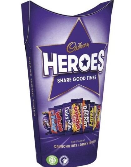 Cadbury Heroes   Gaveeske med Forskjellige Sjokolader og Karamell 290 gram