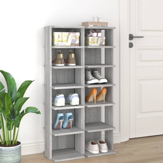 vidaXL Skohyller 2 stk gr? sonoma 25x27x102 cm konstruert tre vidaXL Skohyller 2 stk gr? sonoma 25x27x102 cm konstruert tre