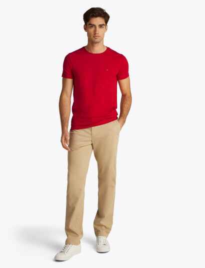 Tommy Hilfiger Stretch Slim Fit Tee - Red - XXL