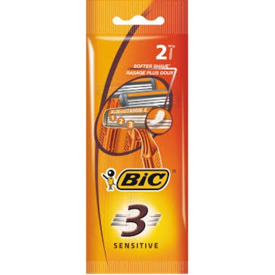 BIC 3 Sensitive Engangsskraper 2 stk BIC 3 Sensitive Engangsskraper 2 stk