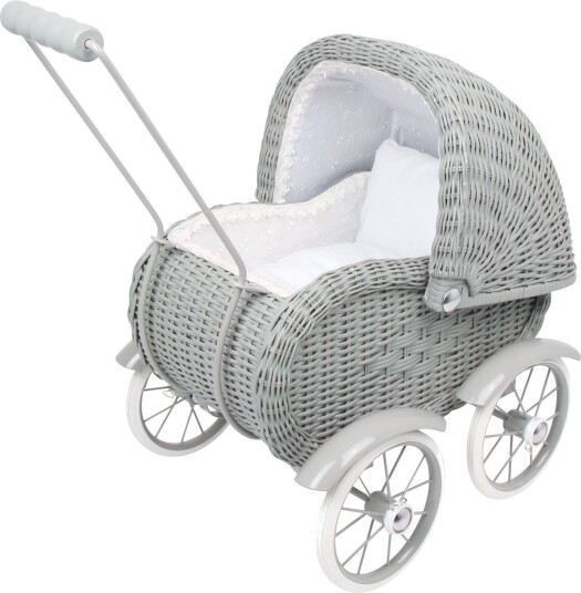 Small Foot Rattan Dukkevogn 3+ År Vintage Grå