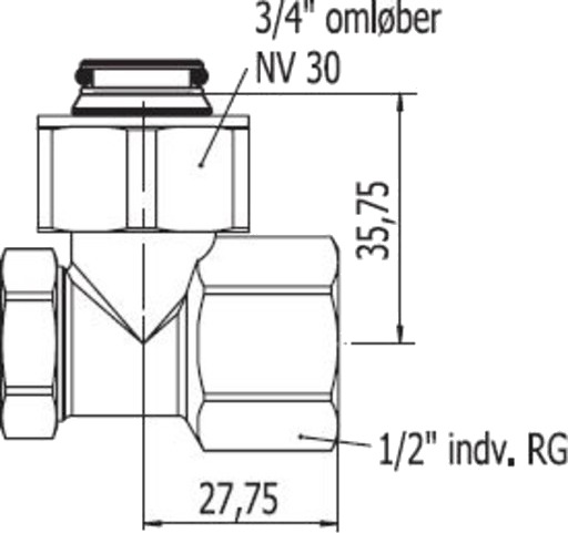Albuekobling og avstengningsmutter 3/4” x 1/2” hylse 1 stk.