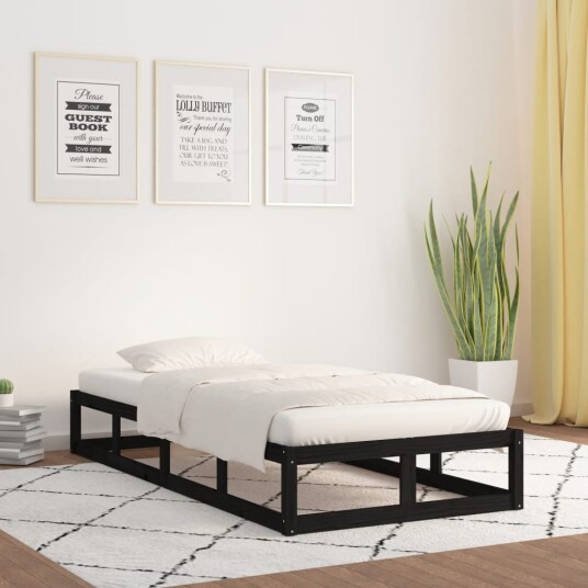 vidaXL Sengeramme svart 75x190 cm 2FT6 Small Single heltre