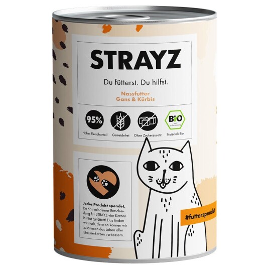 Strayz Bio Cat 6 X 400 G Økologisk Gås Og Økologisk Gresskar Strayz Bio Cat 6 X 400 G Økologisk Gås Og Økologisk Gresskar