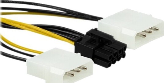 Qoltec Strømadapter 8 Pins Pcie Strøm Hann Til 4 Pin Intern Strøm Hann 15 Cm Svart Gul