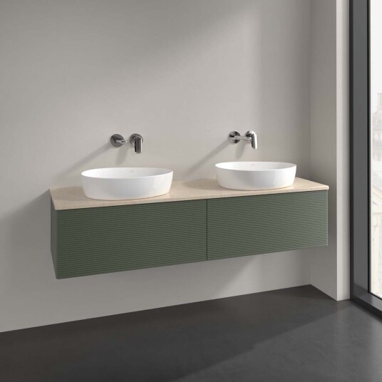Villeroy & Boch  Antao Servantskap med 2 skuffer 160x50x36 cm m/lys Grønn Matt/Crème