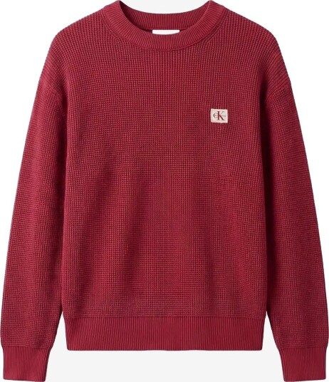 Calvin Klein Jeans Ls Clsc Cttn Wfl Crwnk Swtr 9Gg - RHODODENDRON - S
