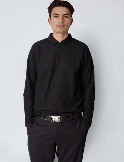 Clean Cut Copenhagen Joss L/S Polo - Black - XXXL