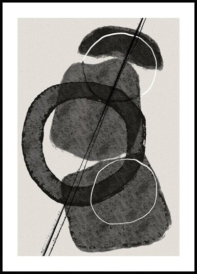Monochrome Circles Plakat / 30x40cm