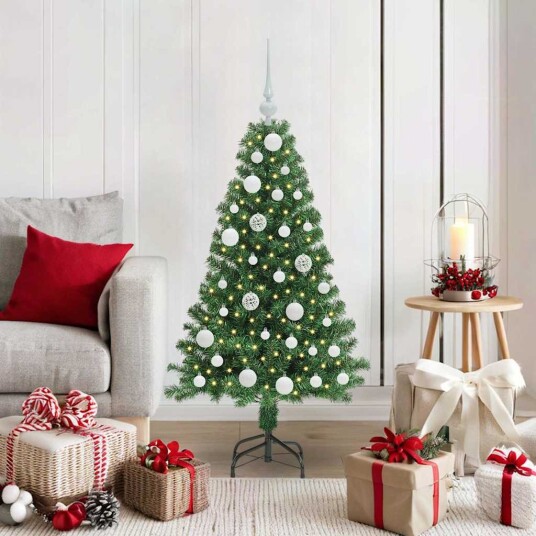 Kunstig juletre med 150 LED grønn 120 cm PVC og Stål og Plast