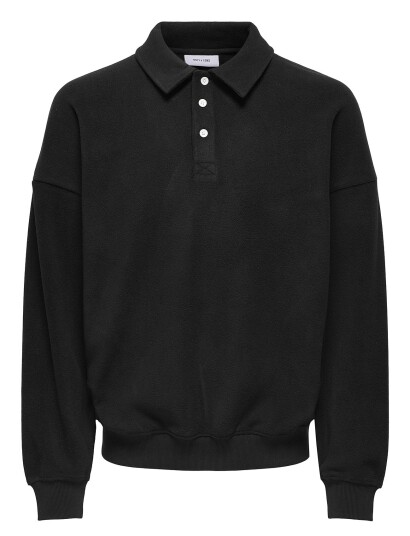 ONLY & SONS Onsdominic Rlx Ls Rugby Sweat Vd - Black - XS