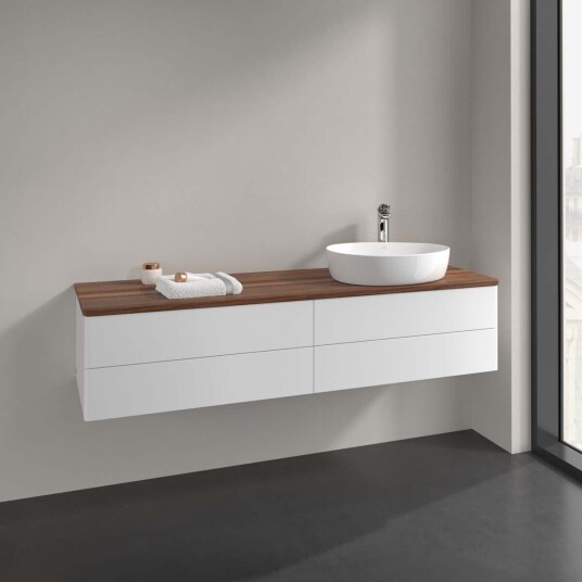 Villeroy & Boch Antao Servantskap med 4 skuffer 160x50x36 cm u/lys Hvit Matt/Valnøtt Villeroy & Boch Antao Servantskap med 4 skuffer 160x50x36 cm u/lys Hvit Matt/Valnøtt