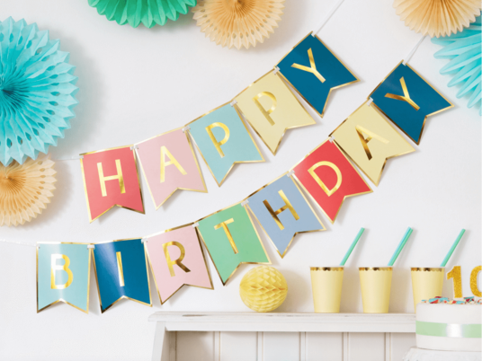 Partydeco Happy Birthday Banner 15x175 cm
