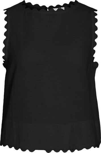 Vila Bluse viMindy O neck S/L Scallop Svart