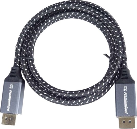 Premiumcord   Displayport Kabel   Displayport Hann Til Displayport Hann   Displayport 1.4   1.5 M   Støtte For 8K Uhd 7680 X 4320   Sølv Svart Og Hvitt
