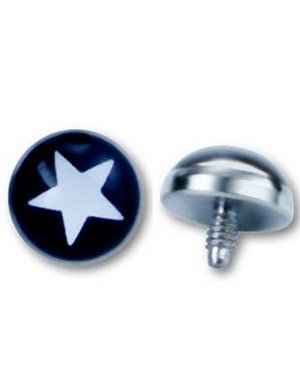 Strl 5 mm kule med 1,2 mm gjenger White Star Black Dermal Anchor Kule