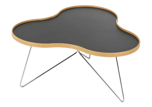 Swedese Flower bord 84 x 90 cm sort, 45 cm, eikekant, kromstativ